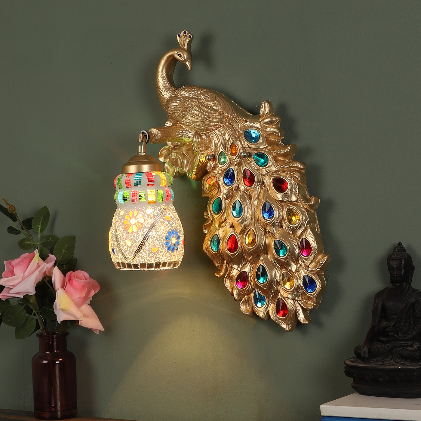 Golden Fiber Wall Light - NEW-PEACOCK - Included Bulb