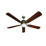 JS-LXR Wooden BLDC 56" Designer Fan with Light VG0037 Antique Brass Body & 5 Walnut Wooden Blades