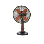 JS-LXR Classic AC 10" Table Fan 4038 Antique Bronze Body & 4 Antique Bronze Table Fan Blades Blades