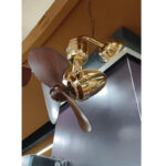 JS-LXR Modern BLDC 16" Designer Wall Fan SX0005 Gold Body & 3 Walnut ABS Blades