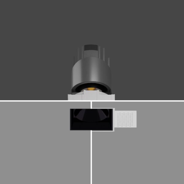 JS-TRL Flare-Square
Trimless 12w Square In-Ceiling Tilt Colored Reflector Cob Downlight